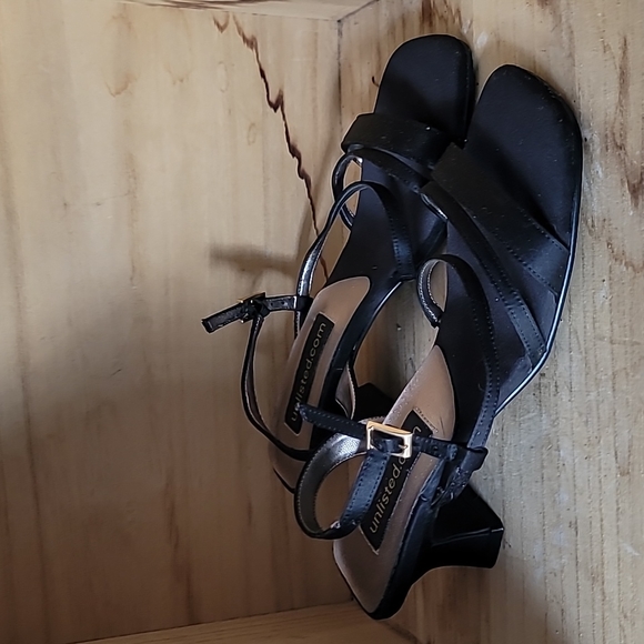 Unlisted Black Sz 8 Strappy Heels Open Square Toe Sandals Shoes VTG Y2K 90s Prom - Picture 2 of 8